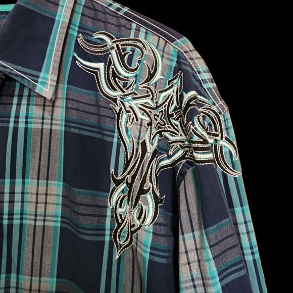 Roar Men's Embroidered Slim Fit XL Long Sleeve Shirt - Picture 6 of 9